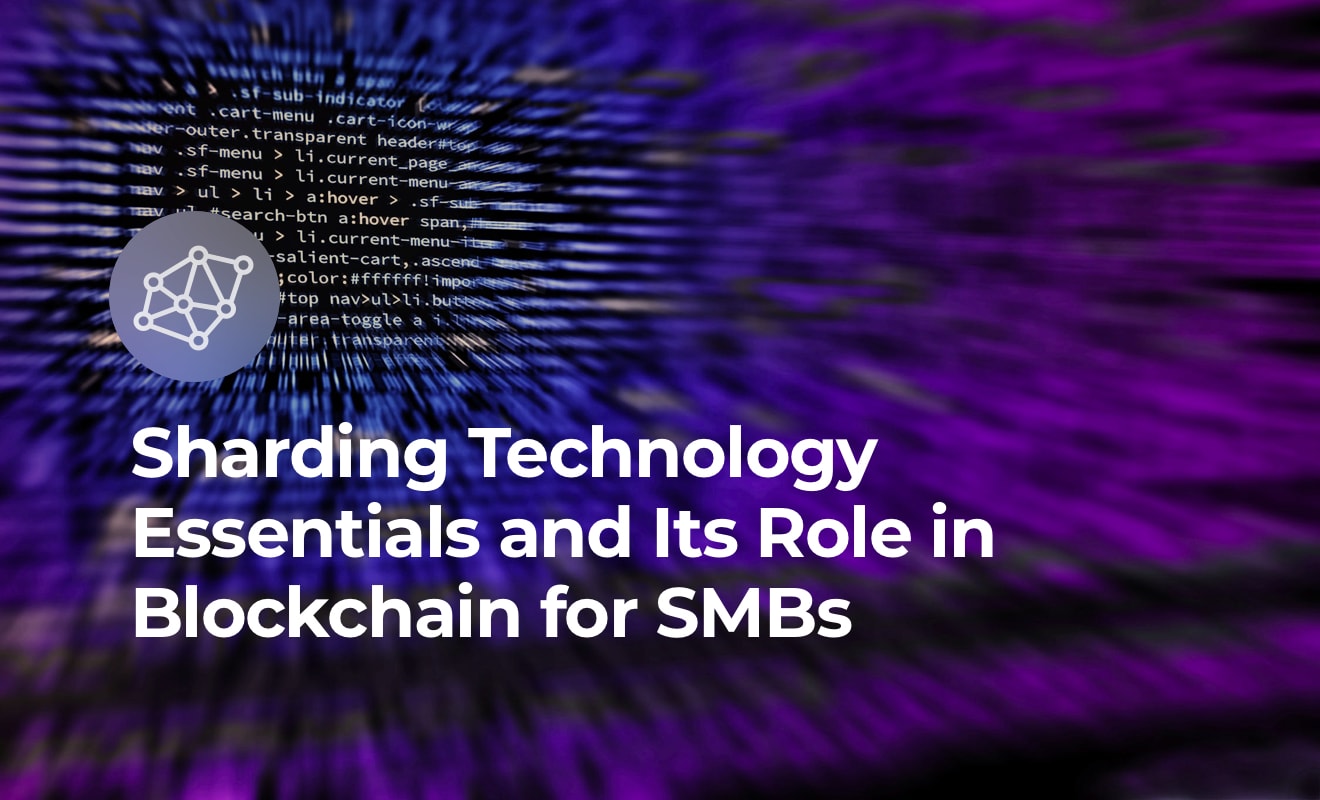 Sharding in blockchain article. Cover with text